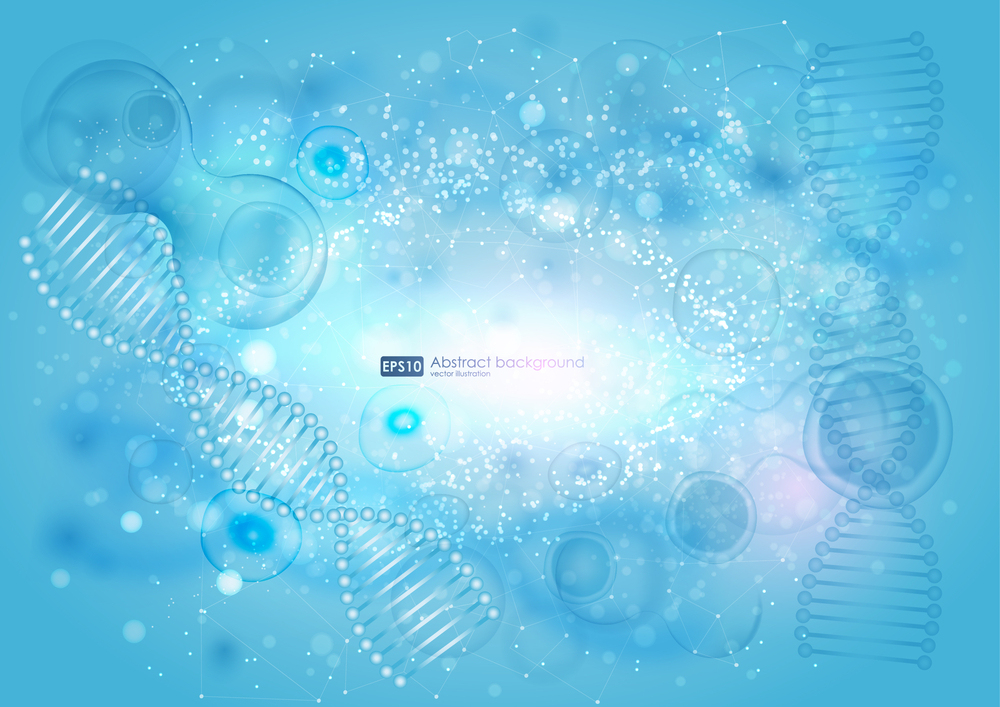 Science background with cell. Blue cell background. Life and bio | Splice